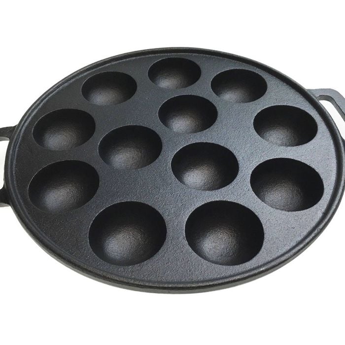 12 Dimple Cast Iron Poffertjes Mini Dutch Pancake Cake Pan with Handles Maker