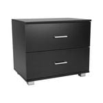 Sarantino Black MDF Bedside Table with Drawers