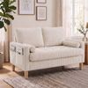 Advwin 121cm 2 Seater Sofa Corduroy Loveseat Couch w/ Tufted Seat Cushion & Side Pockets Beige