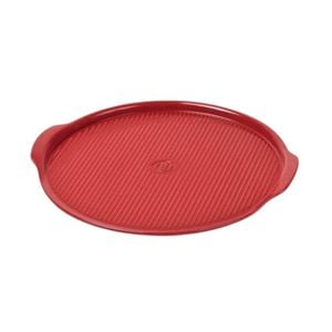 Emile Henry 37cm Ceramic Ridged Pizza Stone Baking Tray - Burgundy