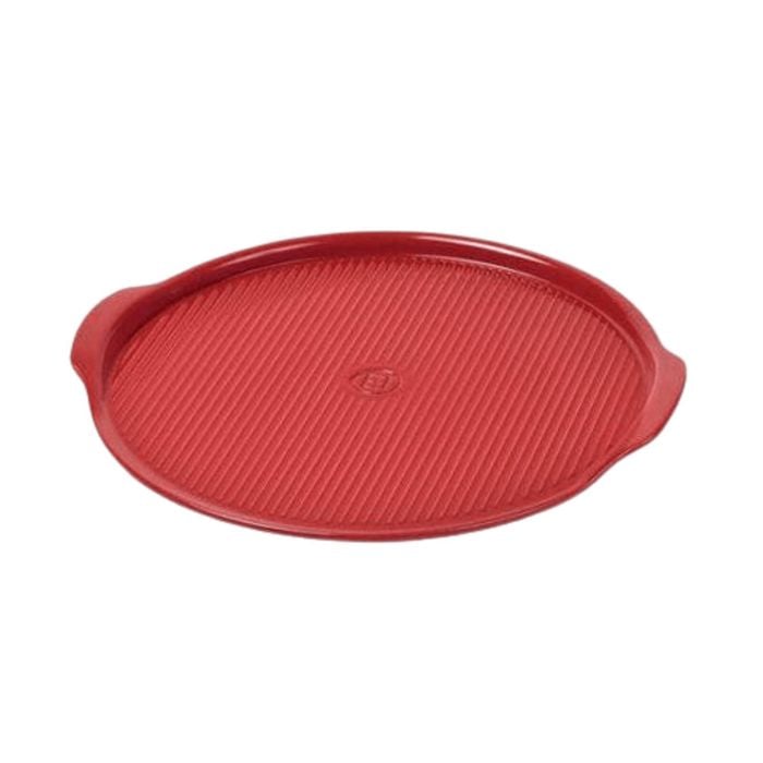 Emile Henry 37cm Ceramic Ridged Pizza Stone Baking Tray - Burgundy