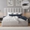 Celine Queen Taupe White Velvet Gas Lift Storage Bed Frame