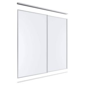 Lugna 2400 x 1801-2400mm Clear Anodised Melamine Wardrobe Double Sliding Doors