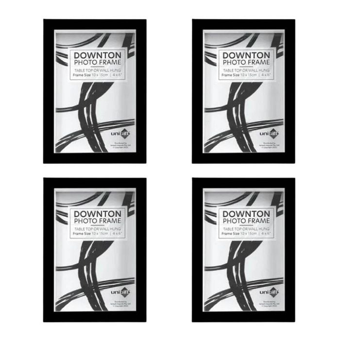 4x Unigift Downtown Matt Durable Portait Landscape Frame Black 10x15cm/4x6"