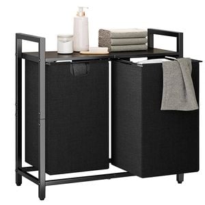 Laundry Hamper Basket Metal Laundry Organizer with Mdf Shelf