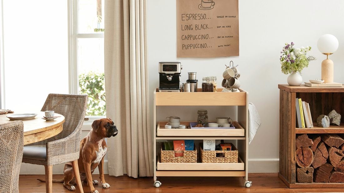 How To Upcycle A Change Table Into A Mobile Coffee Cart Bunnings Australia