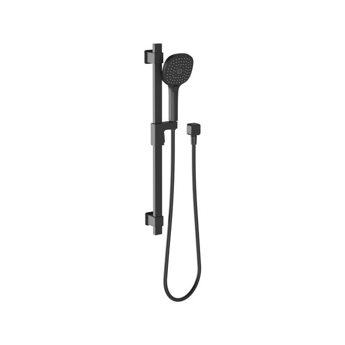 Phoenix Matte Black Reva Square Rail Shower WELS 3 Star 8.5L/min