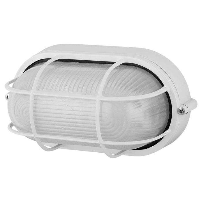 Arlec White Oval Caged Bunker Light