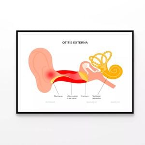 Swimmers Ear Otitis Illustration  Print 100% Australian Made 90x60cm  (Poster)
