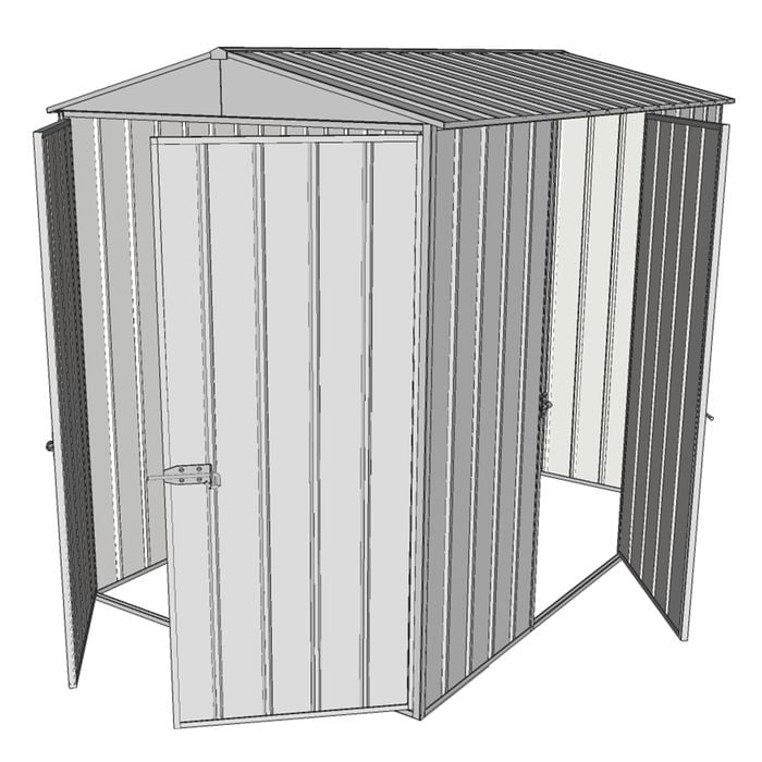 Build-a-Shed 1.5 x 2.3 x 2.3m Single Hinged Side Door Gable Shed - Zinc