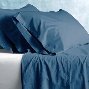 2PK Park Avenue European Double Cotton Fitted/Flat Sheet VNT Washed - Blue