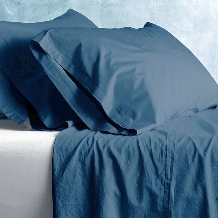 2PK Park Avenue European Double Cotton Fitted/Flat Sheet VNT Washed - Blue