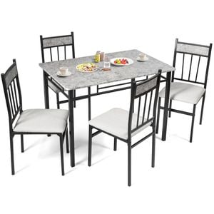 Costway 5pcs Dining Table Chairs Set Marble-like Tabletop Dining Set