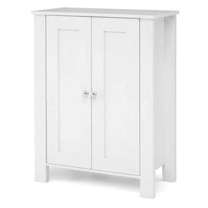 Costway 2 Door Cabinet Wood Floor Storage Organizer Adjustable