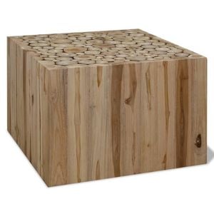 vidaXL Coffee Table Genuine Teak 50x50x35cm Accent Couch Side Food Holder