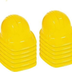 12x Kids Builder Hats Construction Costume Party Helmet Safety Cap Childrens Yellow