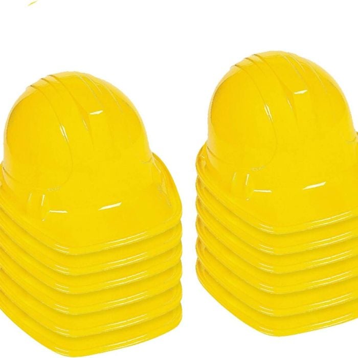 12x Kids Builder Hats Construction Costume Party Helmet Safety Cap Childrens Yellow