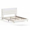 Ufurniture Teddy Fleece Double Cloud Bed Frame with LED Lights & Dual Charging Ports Upholstered White