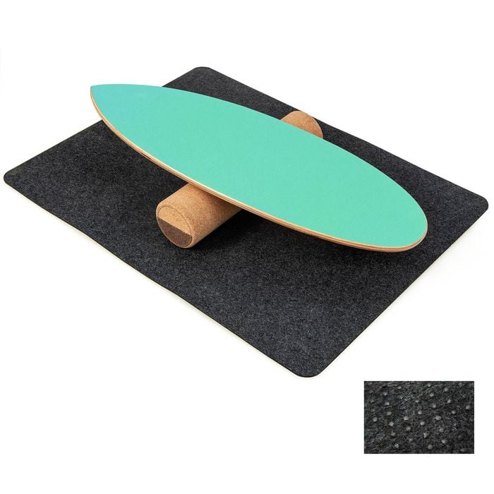 Costway Wood Balance Board Trainer w/Felt Mat Yoga Exercise Green