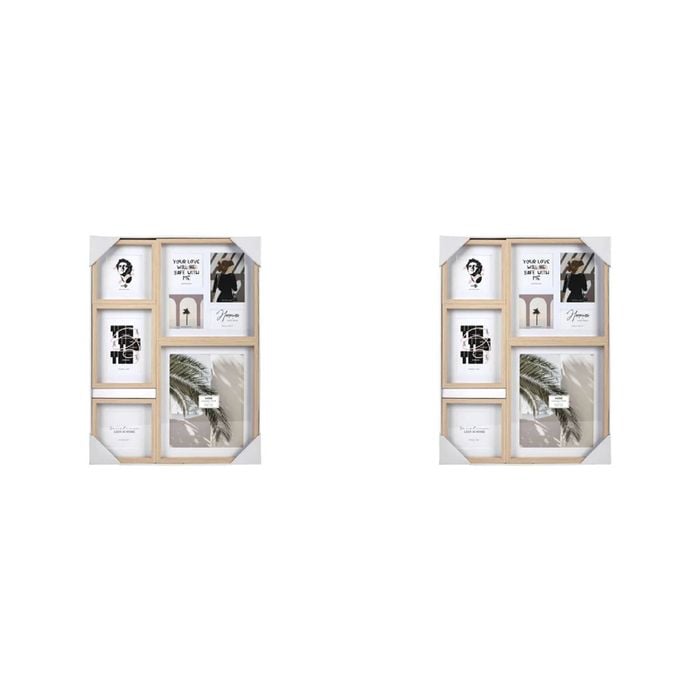 2PK Unigift Mode 8-Openings Collage Picture Frame Natural