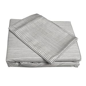 CottonMore Bamboo Cotton Striped Pattern Doona Duvet Quilt Cover Set Grey - King