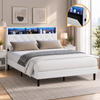Oikiture Bed Frame Queen Size with LED Storage Headboad NOVI