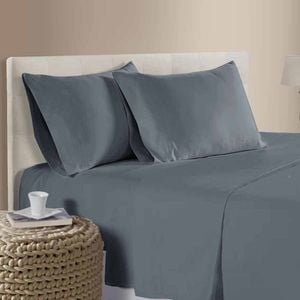 400tc 100% Cotton Sateen Premium Sheet Set 40cm Wall Slate Queen