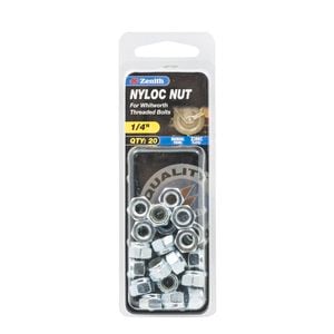 Zenith 1/4" Zinc Plated Nyloc Nuts - 20 Pack
