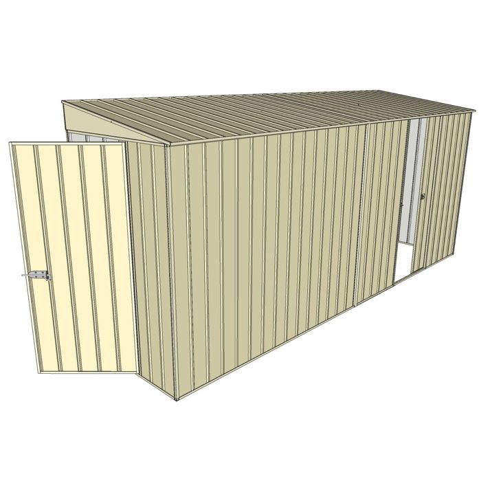 Build-A-Shed 1.2 x 4.5 x 2.0m Skillion Single Sliding Side Door Shed - Cream