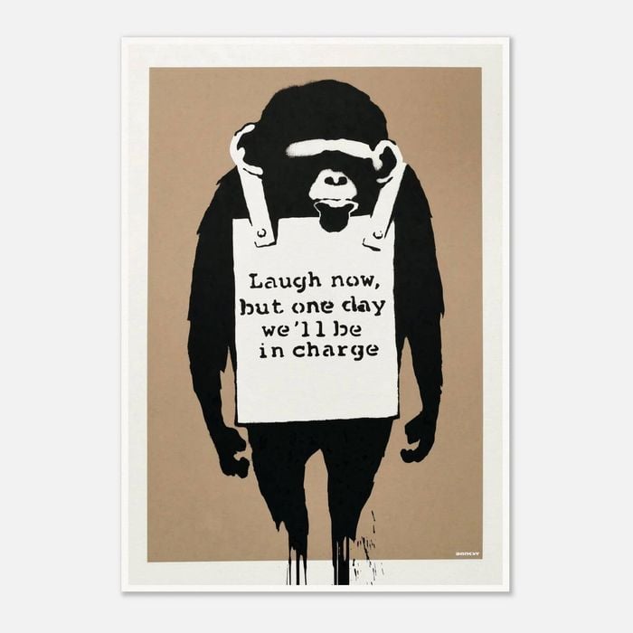 Galrie Banksy Laugh Now Art Print 2003 - Iconic Wall Decor, Poster Only, A0 84 x 119cm (33 X 47inch)