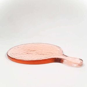 Creativewomen Hammered Glass Round Serving Board 28x20cm - Blush Dishwasher Safe