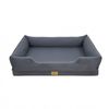 P&P Gray Beige Orthopedic Bolster Dog Bed with Washable Cover and Non Slip Paw Print Base L