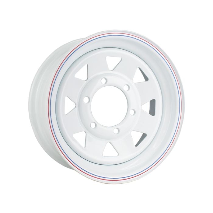 Sunrise Trailer 15" Sunraysia Steel Rim - Landcruiser 6 Stud, White Powder Coated - Wrlc15p