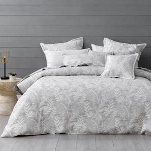 Bianca Ember Botanic Grey Polyester/Cotton Jacquard Quilt Cover Set Super King