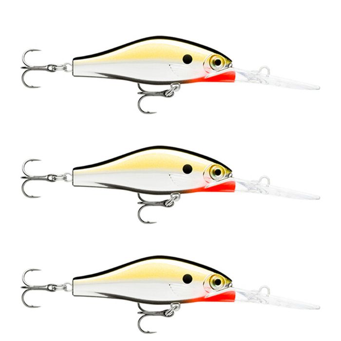 3x Rapala 5cm Shadow Rap Jack Deep Dive Crankbait Fish Lures - Gold Chrome