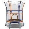 Costway 60kg Birthday Kids Trampoline Outer Height Armrest Rebounder W/security Enclosure Net Outdoor Jumping Fun Gift Orange