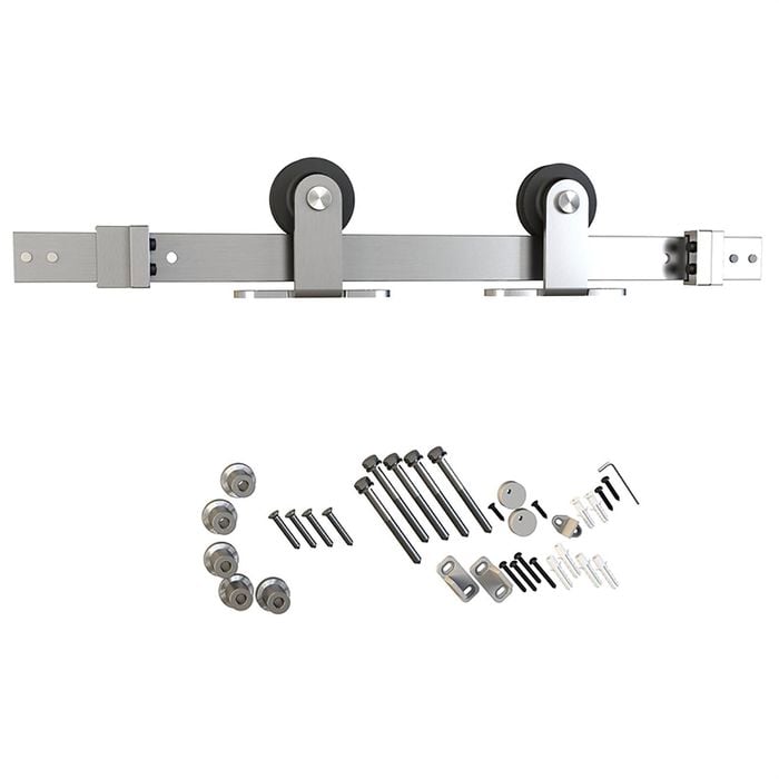 Rolltrak  2000 x 40 x 6mm Satin Nickel Top Fix Barn Door Track Set