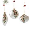 Catzon 3 Pcs Glass Christmas Ornaments with Sequins for Holiday Wedding Party-Set1