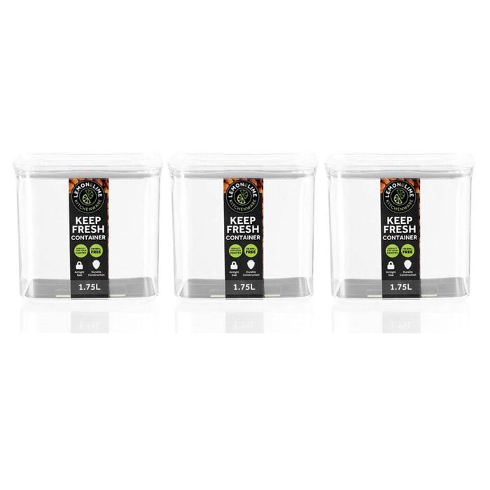 3x Lemon & Lime 1.75L Keep Fresh Food Container Rectangle