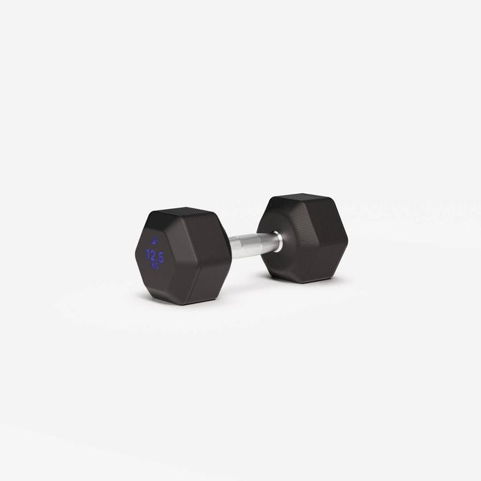 Decathlon | Cross Training And Weight Training 12.5 kg Hex Dumbbell - Black - One Size