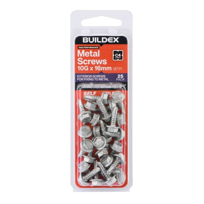 Buildex 10G x 16mm Class 4 Cladding & Fencing TEKS Screws - 25 Pack