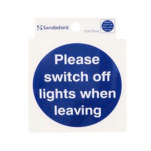 Sandleford 75x 75mm Please Switch off Lights Self Adhesive Sign