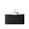 Attica Bentwood 900mm Black Oak Curve Wall Hung Vanity with Natural Carrara Marble Top