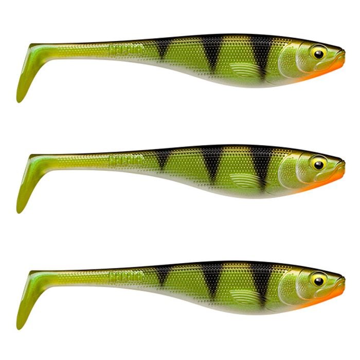3x Rapala Soft Peto 18cm Paddle Tail Shad Lures - Live Perch