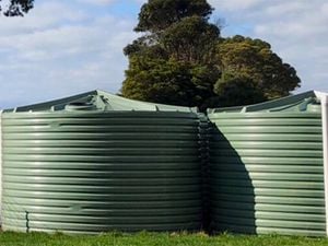 2 green water tanks.
