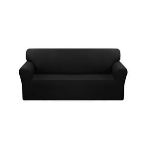 SOGA Black Colored 3- Seater Sofa Cover with Ruffled Skirt