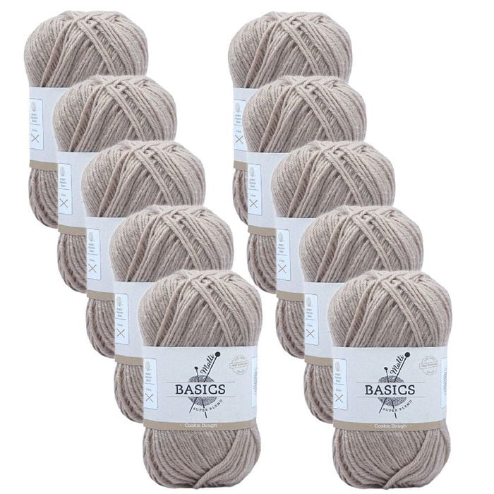 10pk Malli Super Blend Basic Crochet Knitting Yarn 8ply 100g 16x9cm Cookie Dough
