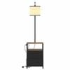 Ufurniture 2-in-1 Floor Lamp with Table & Storage Drawers,Industrial Bedside End Table Lamp w/ Linen Shade & Power Outlet