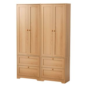 Oikiture 2PCS Sideboard Cupboard Storage Cabinet Natural