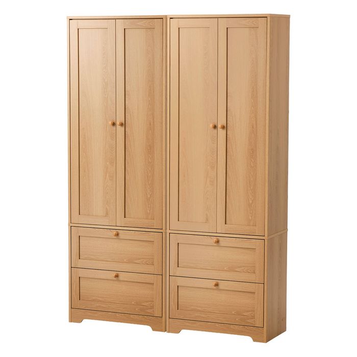 Oikiture 2PCS Sideboard Cupboard Storage Cabinet Natural